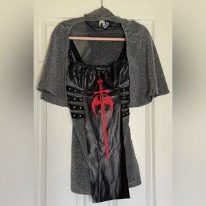 Black and Red Gothic Knight Costume Dress